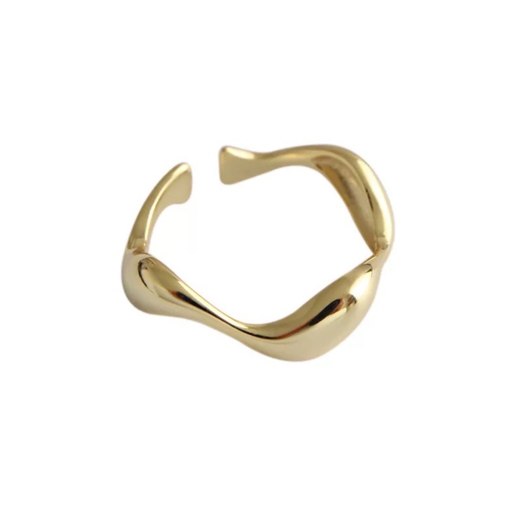 Brand new - irreverent shaped stackable ring - sterling silver, gold plated